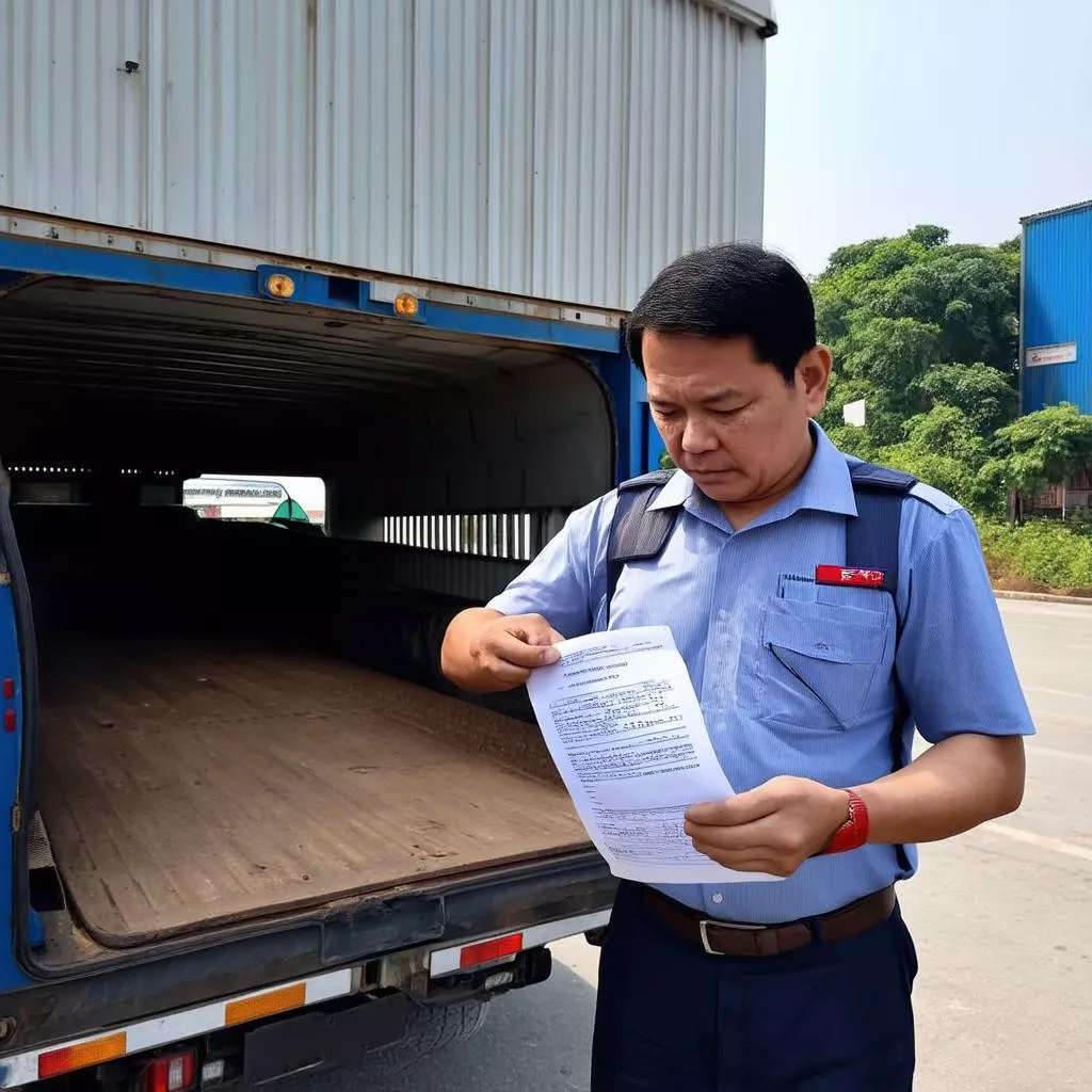 Tài xế kiểm tra lệnh điều xe