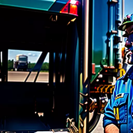 Driver inspecting a 2-ton truck