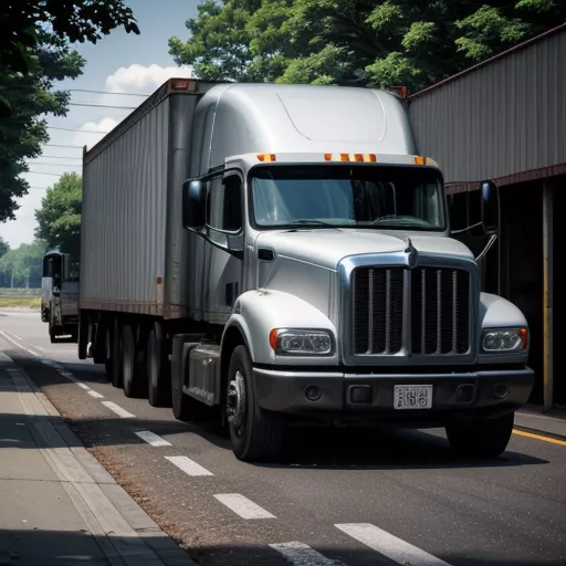 Truck driver inspecting a truck