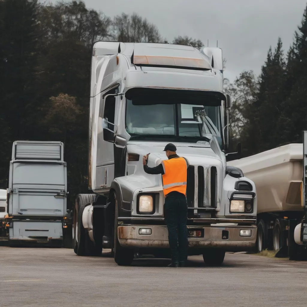 Tài xế kiểm tra xe tải