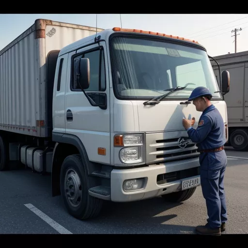 Tài xế kiểm tra xe tải Hino