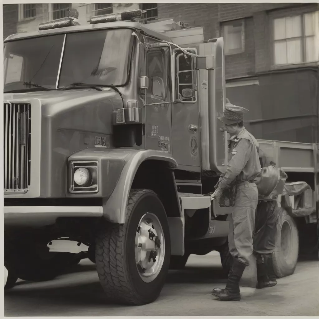 Tài xế kiểm tra xe tải Tf Mu