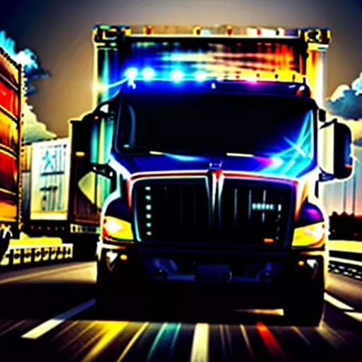 Tài xế lái xe container Mỹ trên đường cao tốc