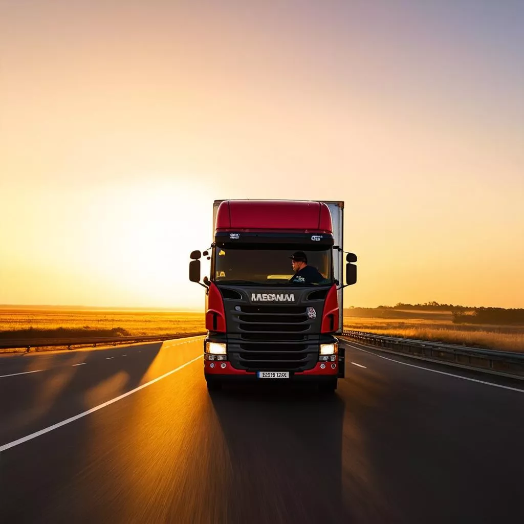 Truck driver driving a truck