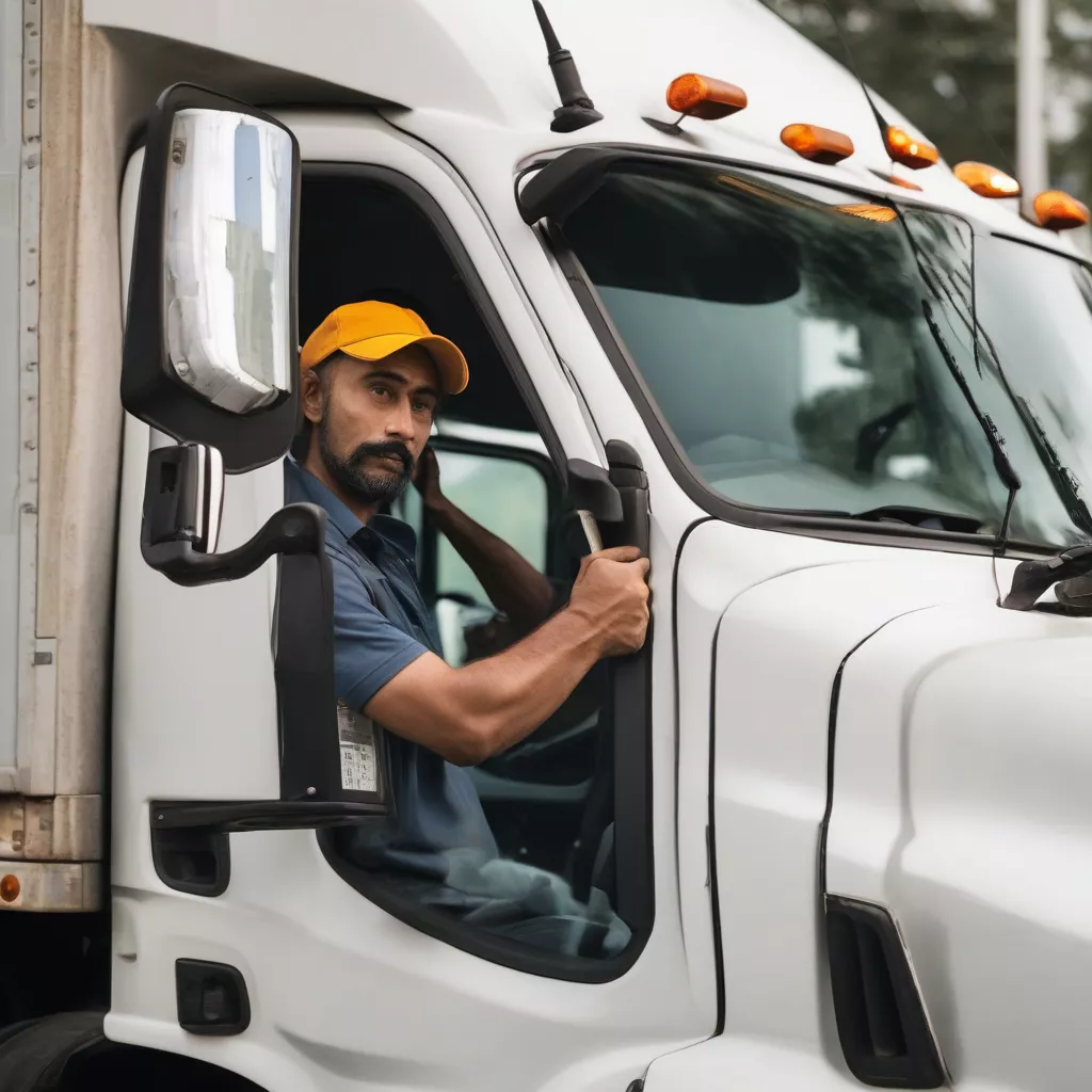 Truck driver practicing safe driving