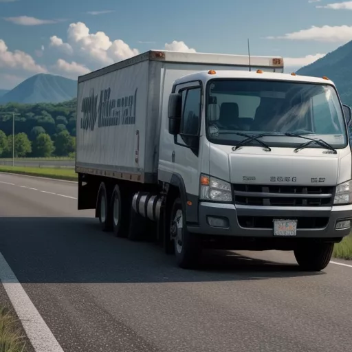 इसुज़ु ट्रक चलाता हुआ ड्राइवर