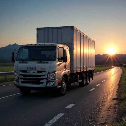 Driver operating an Isuzu NPR85KE4 on the highway