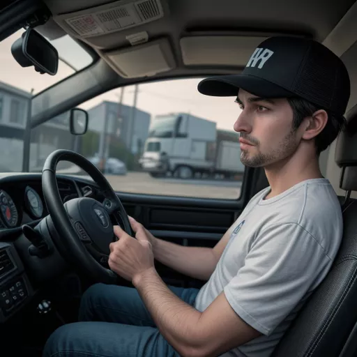 Tài xế lái xe tải số sàn