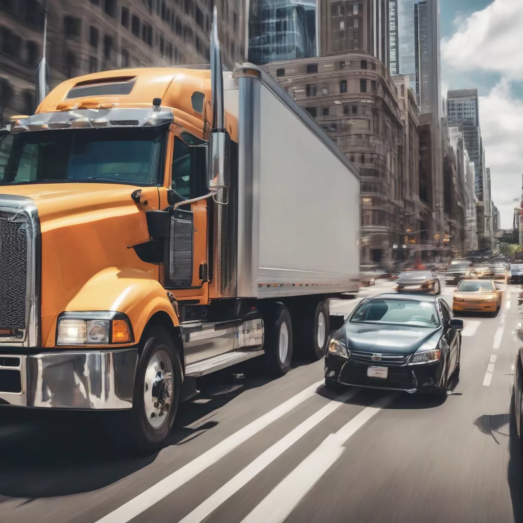 Tài xế lái xe tải trên đường