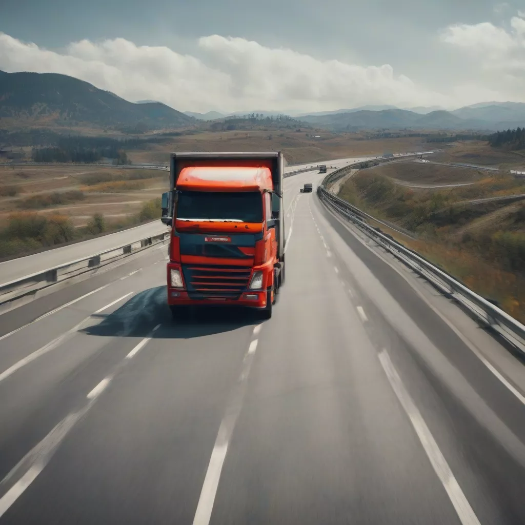 Tài xế lái xe tải trên đường cao tốc