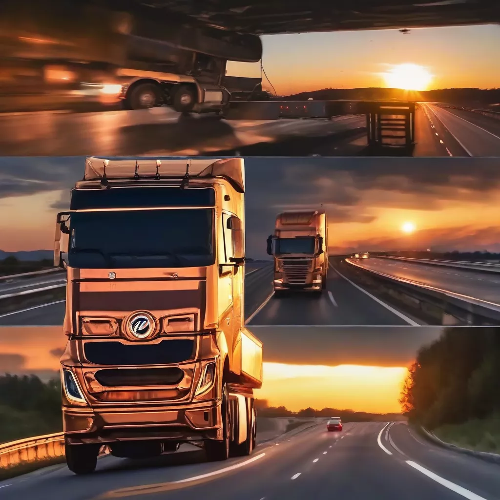 Tài xế lái xe tải trên đường cao tốc