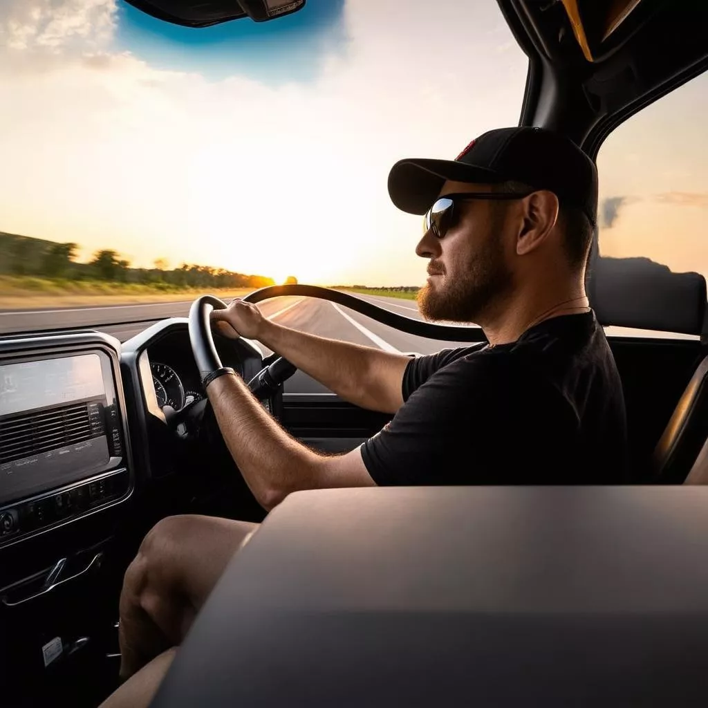 Truck driver on the highway