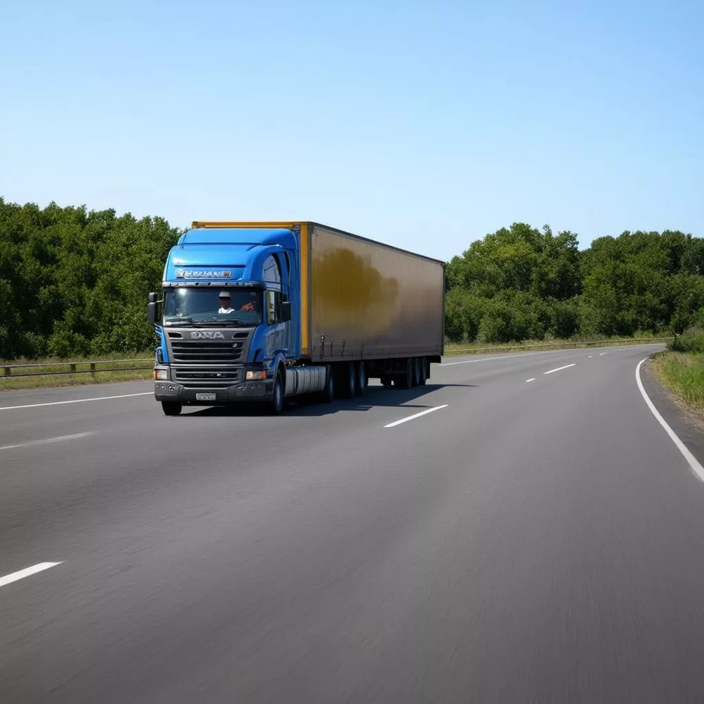 Truck driver driving straight