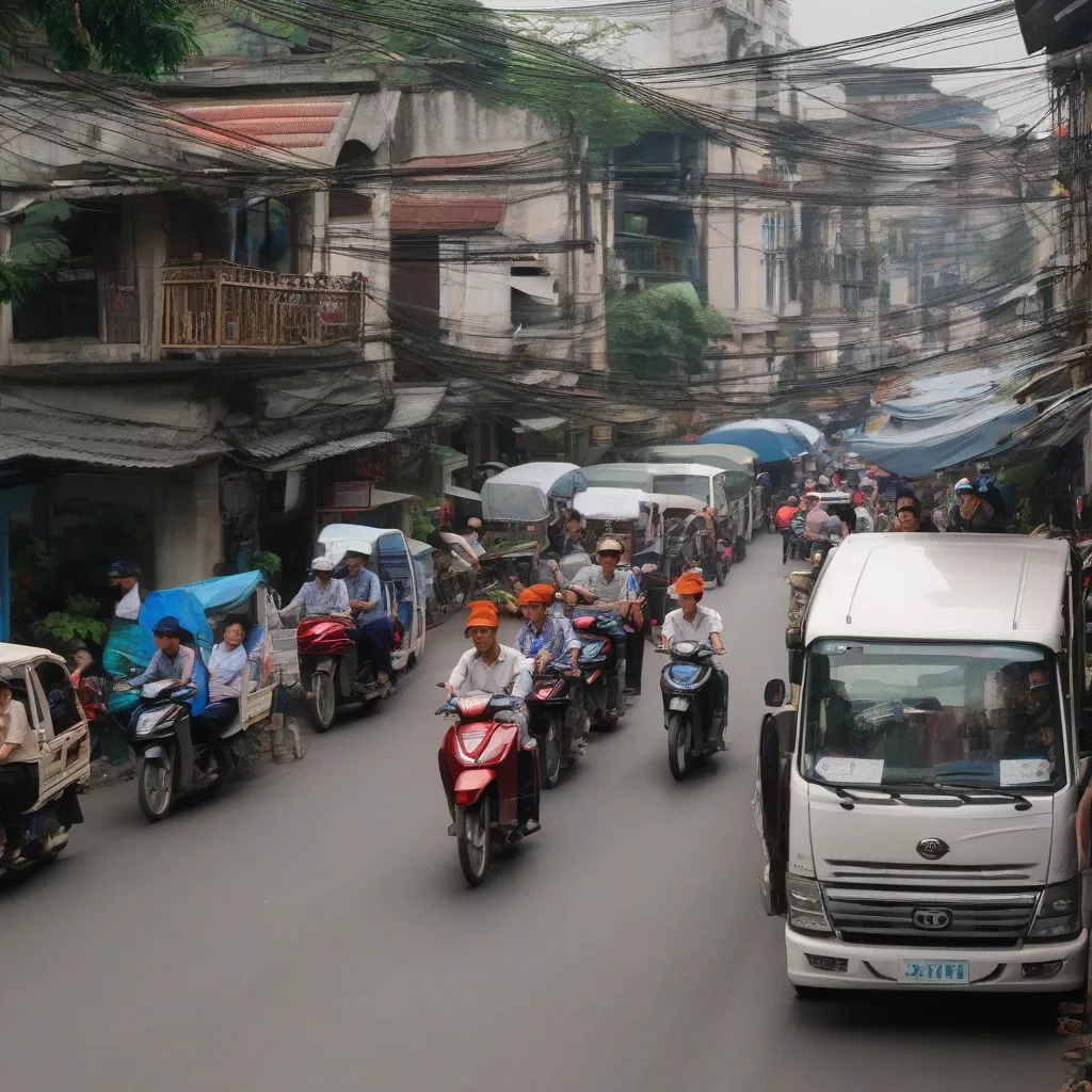 Truck driver navigating a narrow alley