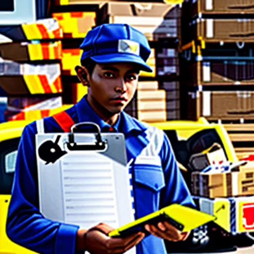 Lalamove driver inspecting goods