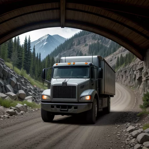 Truck carrying cargo uphill