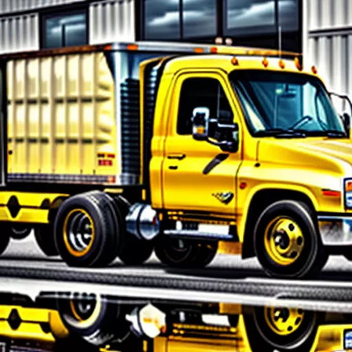 Truck driver in a gold truck