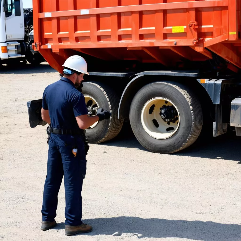 Tài xế ô tô tự đổ kiểm tra hàng hóa