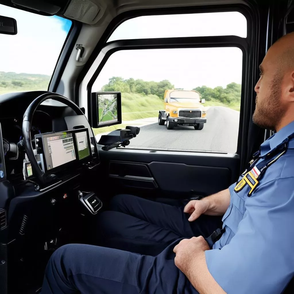 Android TV Boxを使用するトラック運転手