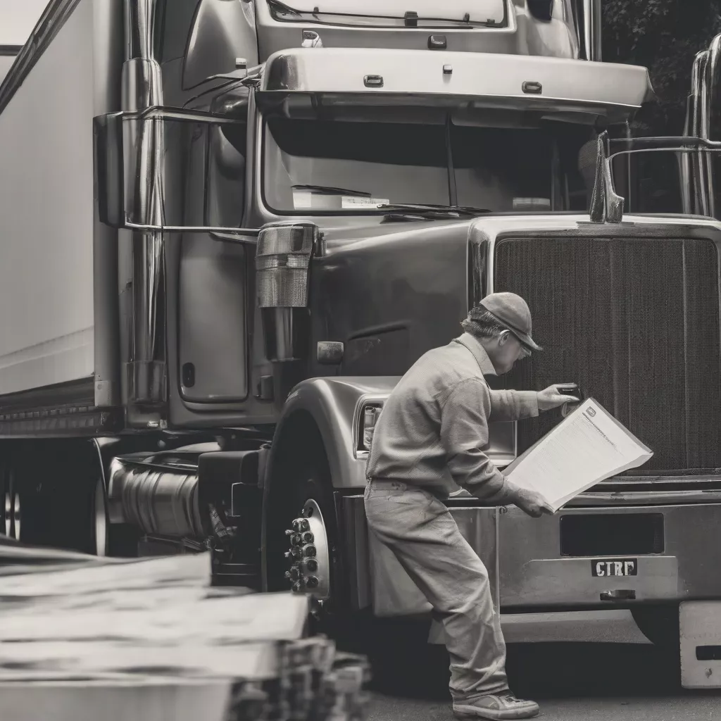 Tài xế xe tải đang kiểm tra hợp đồng
