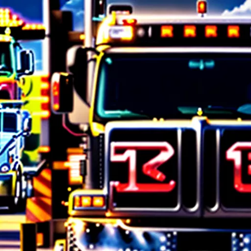 ナンバー「41」のトラックの運転手が荷物を確認している