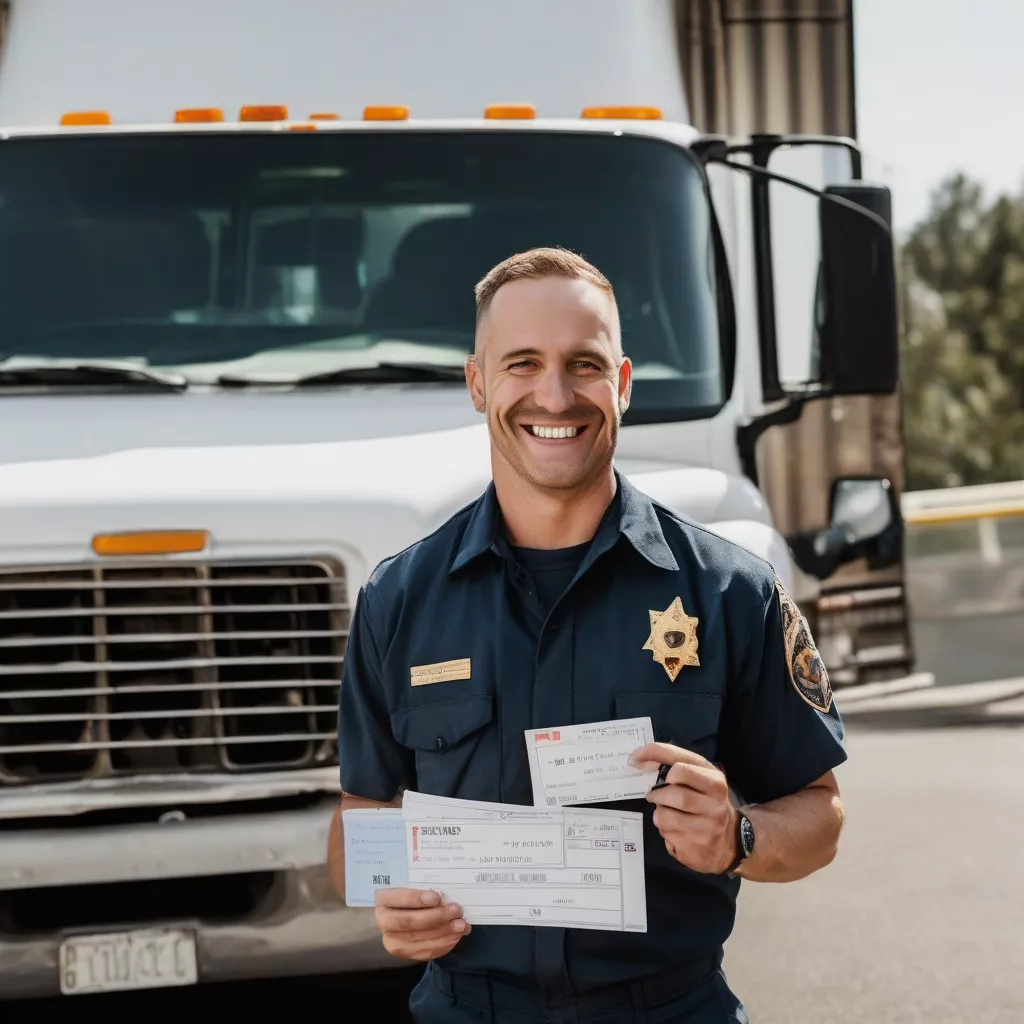 Chauffeur routier tenant un talon de billet