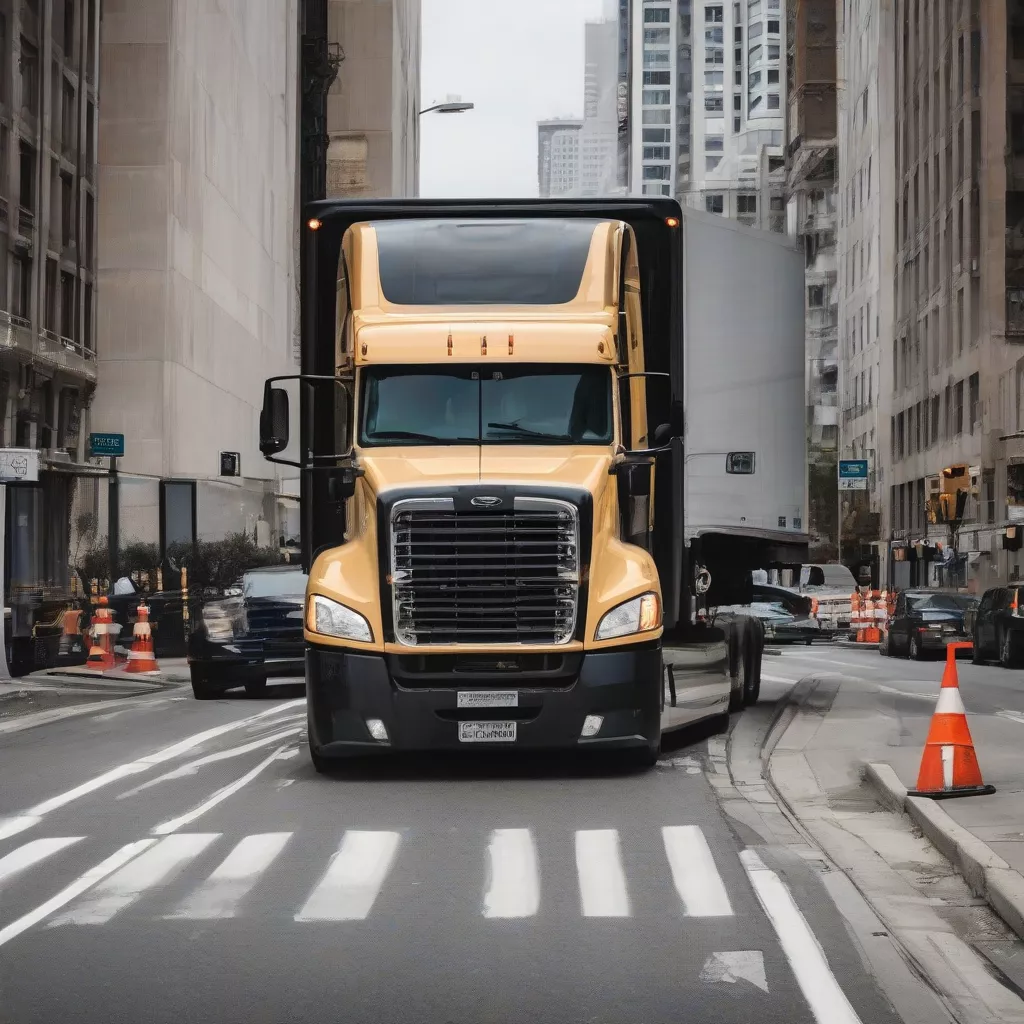 Truck driver checking blind spots