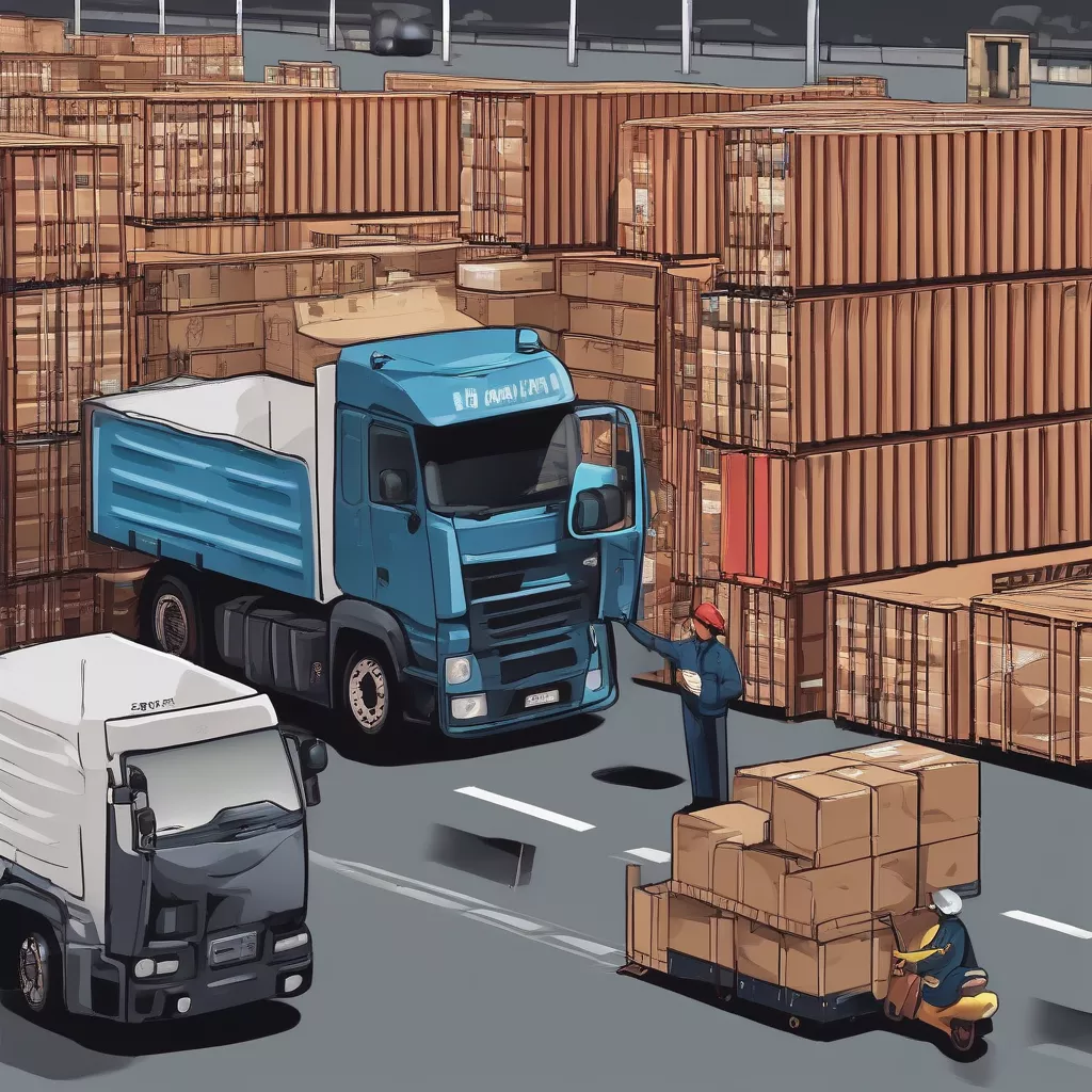 Sopir truk sedang memeriksa barang