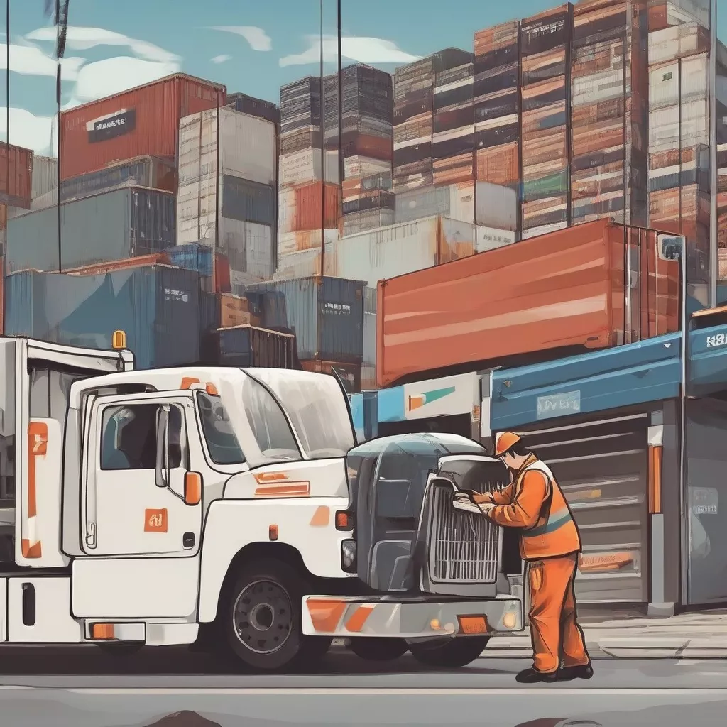 Truck driver inspecting his vehicle