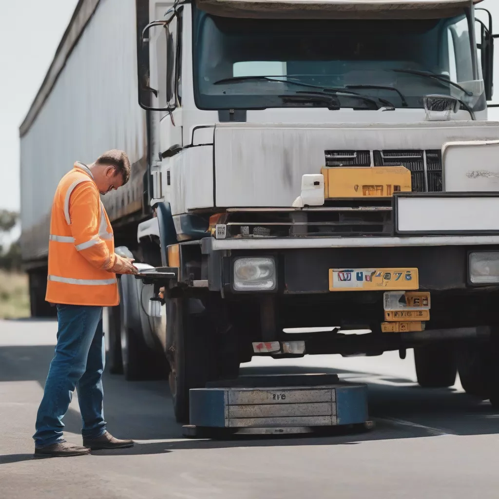 卡车司机正在检查车辆载重