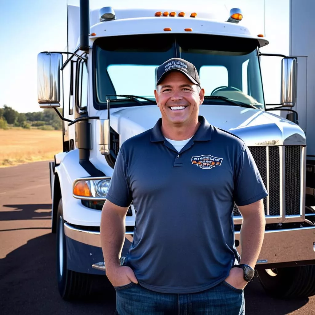 Tài Xế Xe Tải Đang Mỉm Cười