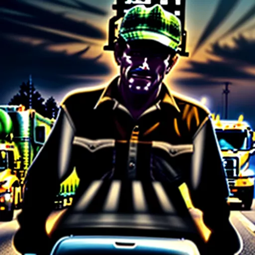 Truck driver paying road tolls