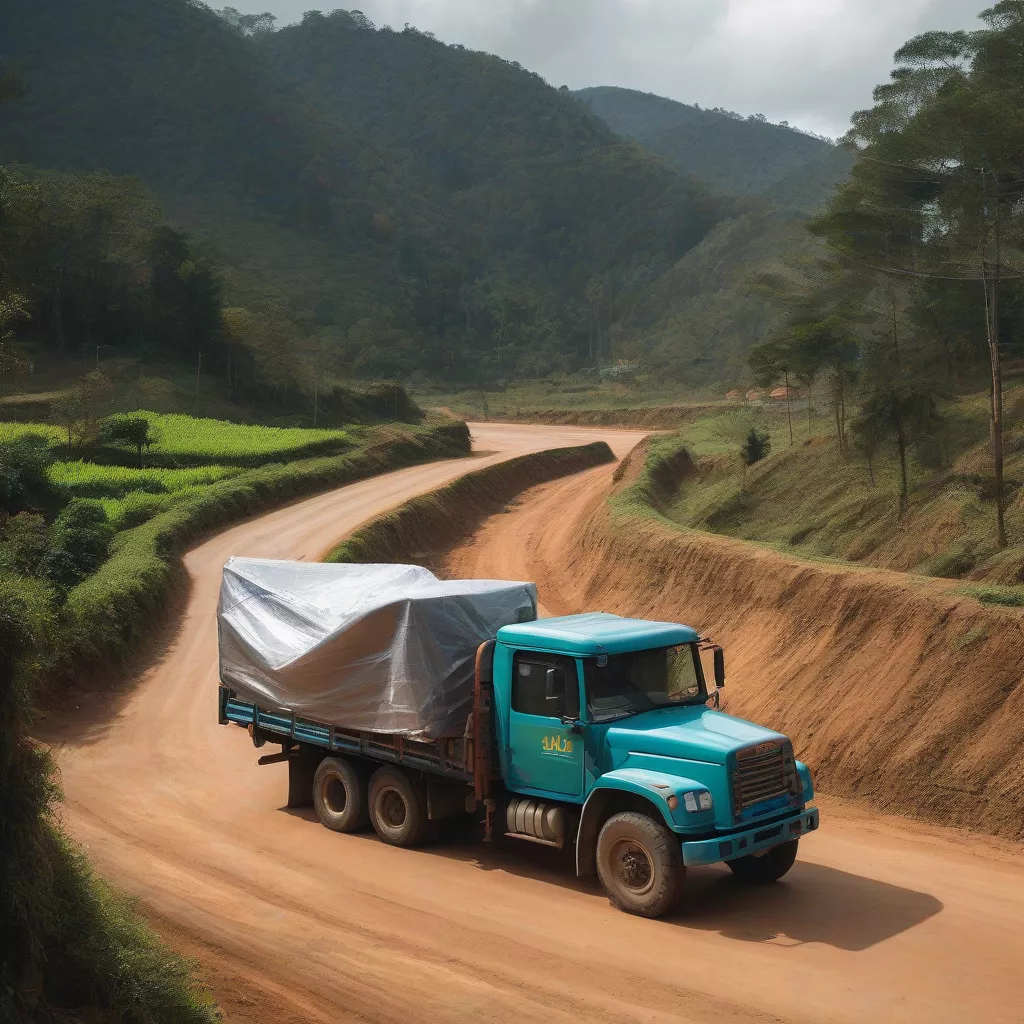 Motorista a verificar a carga em Da Lat