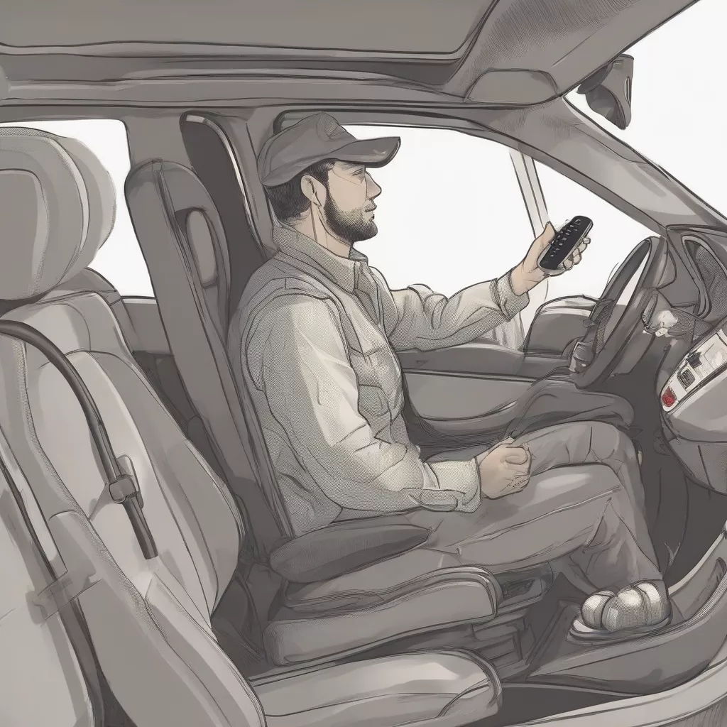 Tài xế xe tải sử dụng tựa lưng massage ô tô