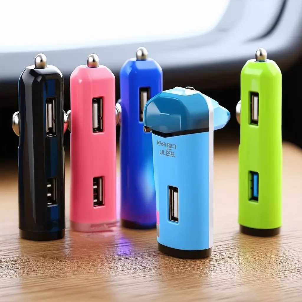 Tẩu sạc ô tô 3 cổng nhiều màu sắc