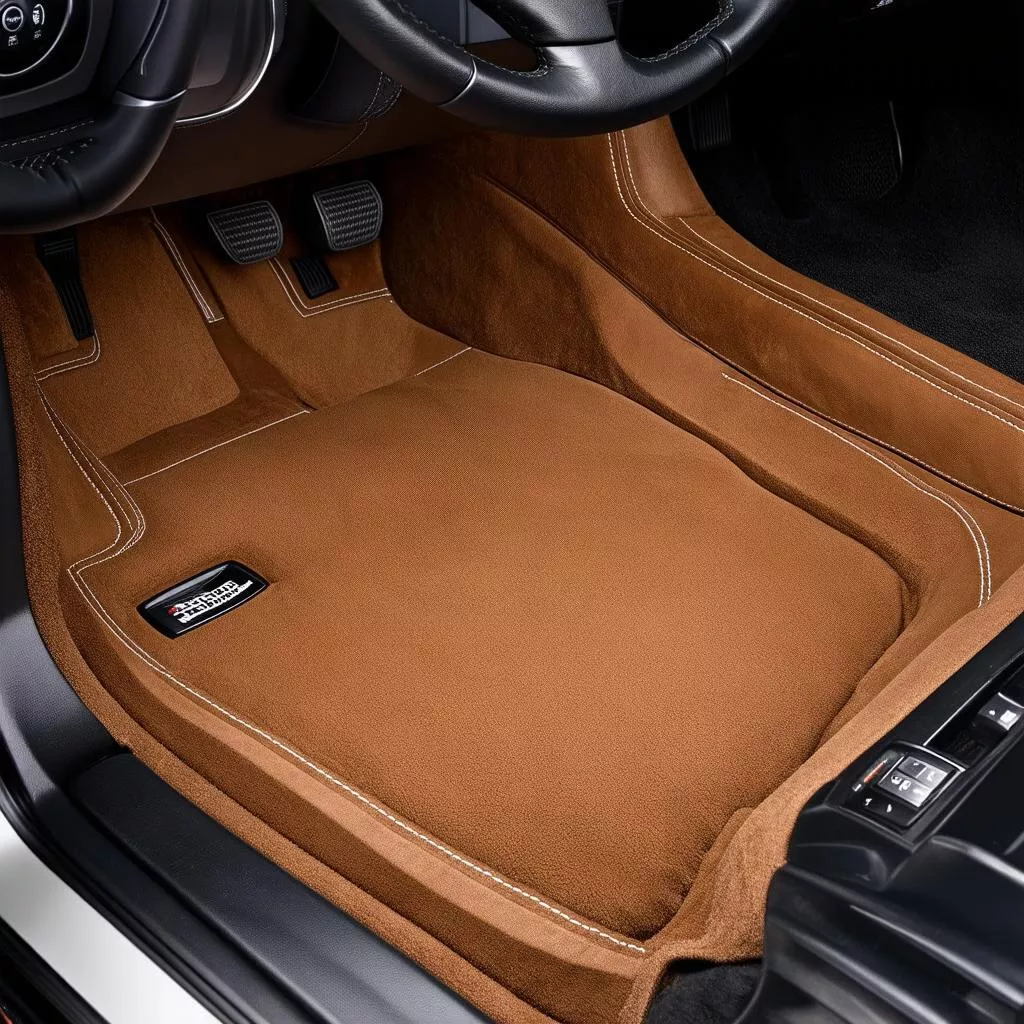 Leather car floor mat