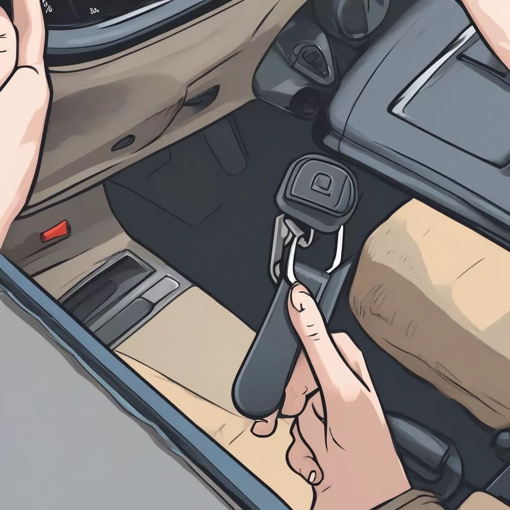 Person fastening a seatbelt