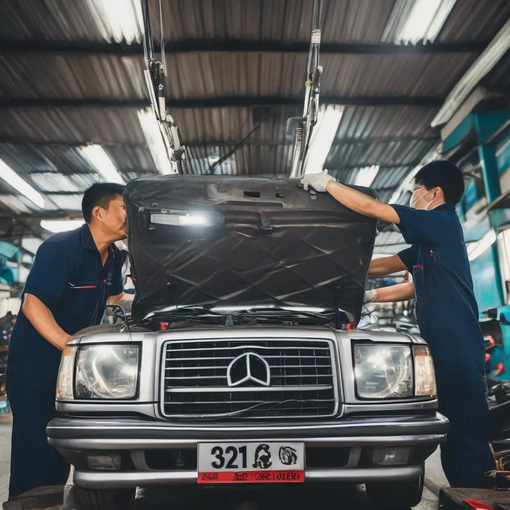 Penggantian lampu mobil di Hanoi