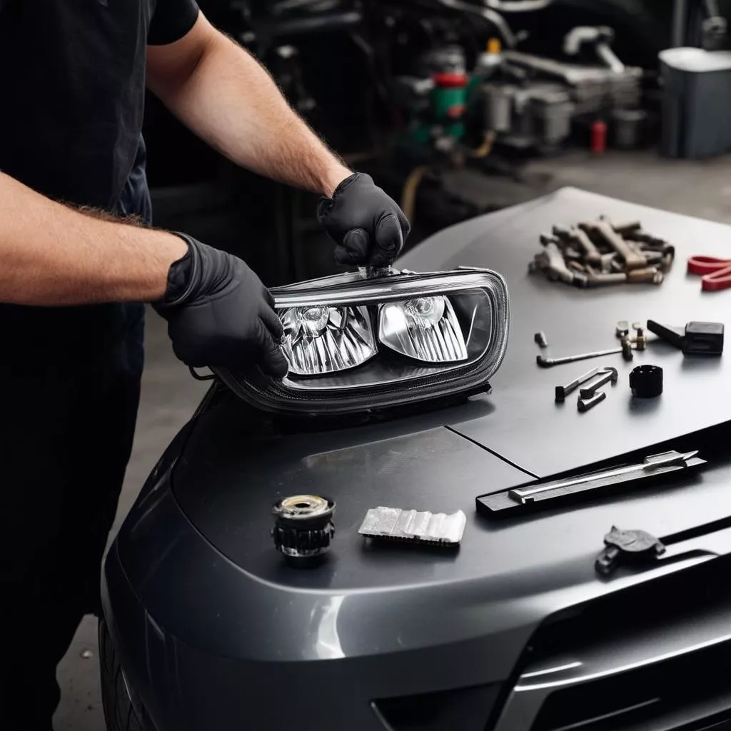 Thay bóng đèn pha cốt ô tô