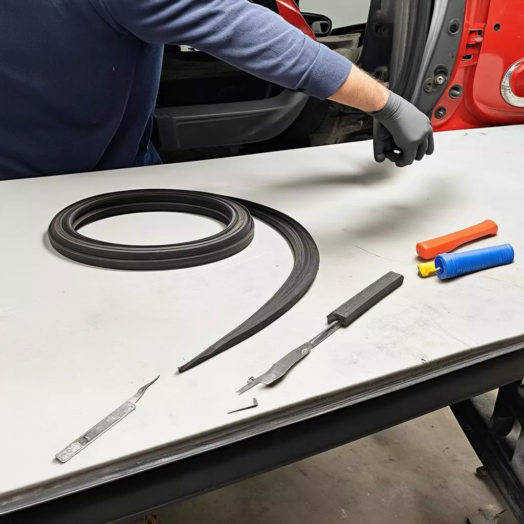 Replacing car door seal rubber