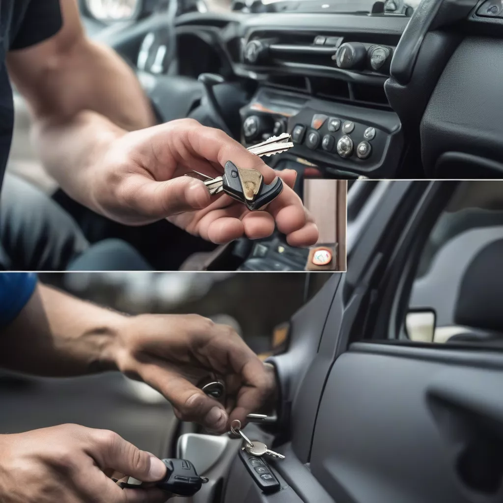 Thợ khóa đang làm chìa khóa ô tô