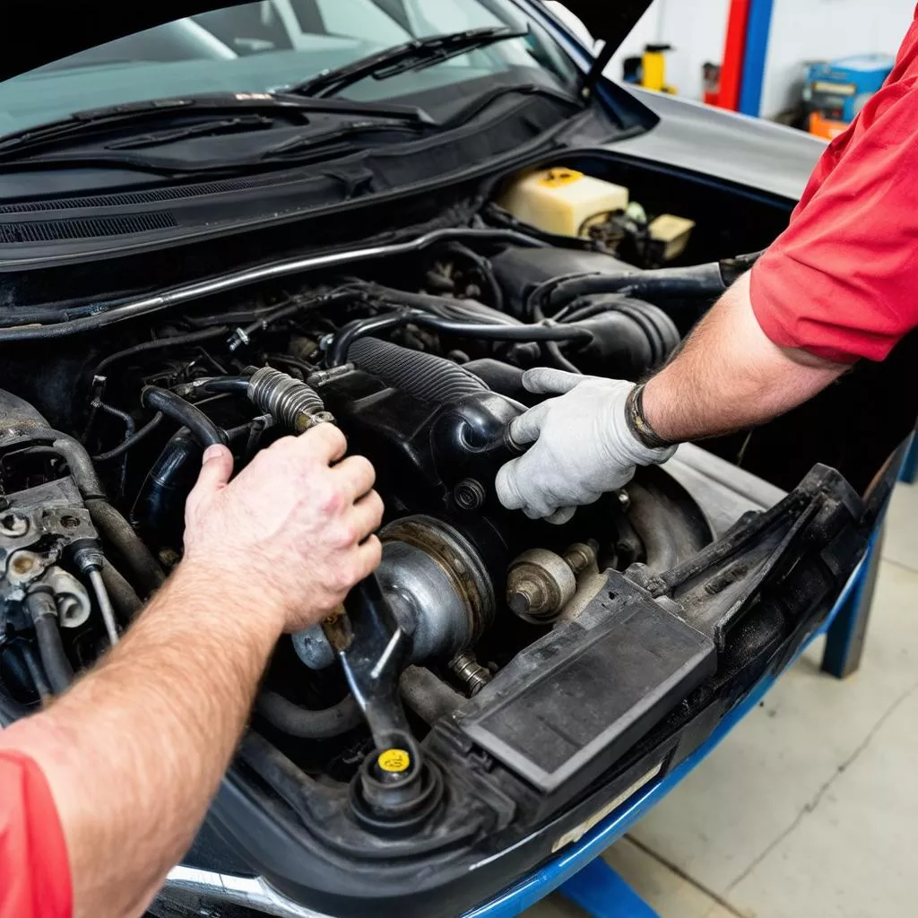 Car AC Compressor Replacement at a Garage