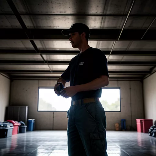 정비소에서 미국 트럭 에어필터 교체