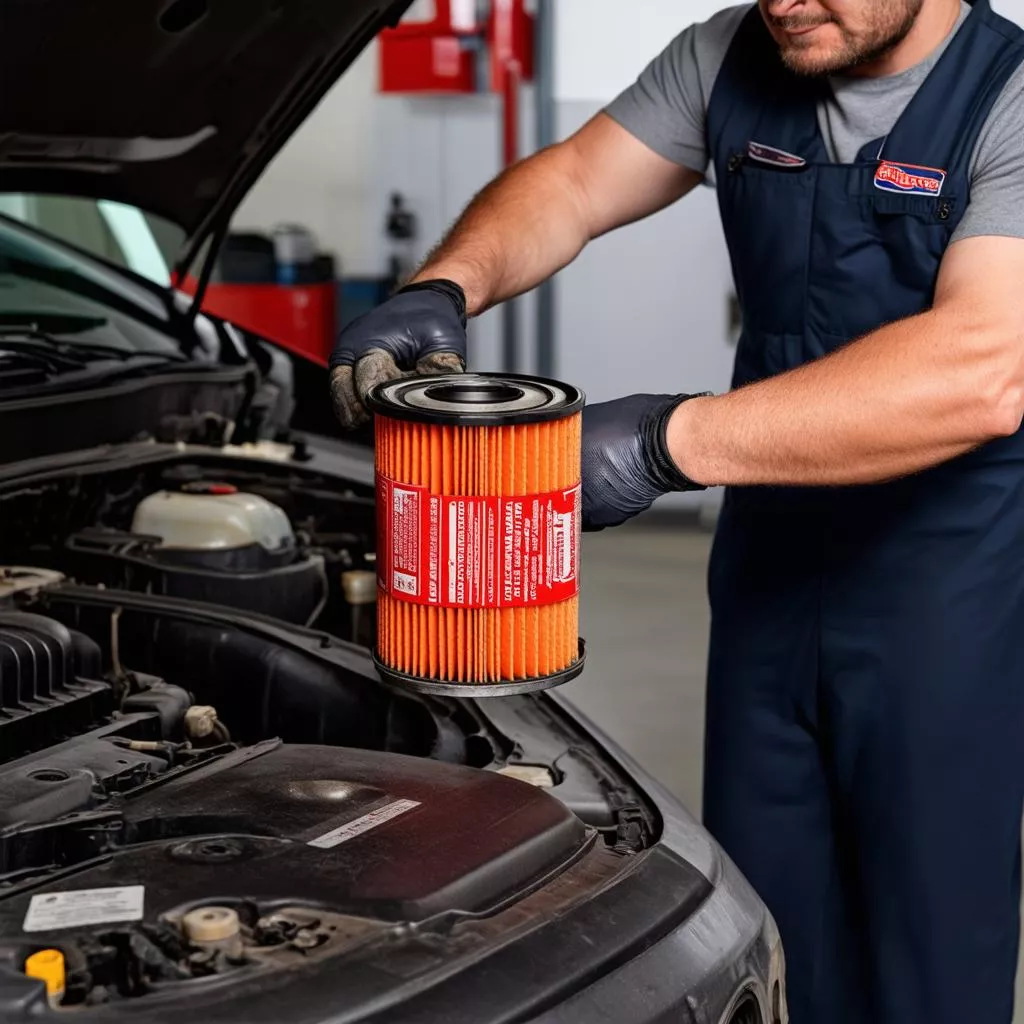 Car oil filter replacement