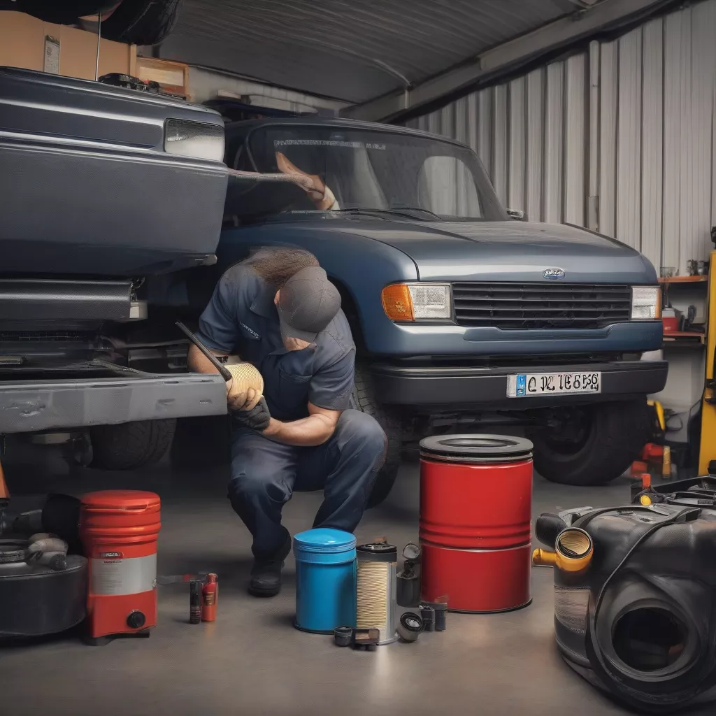 Changement de filtre à huile pour camion