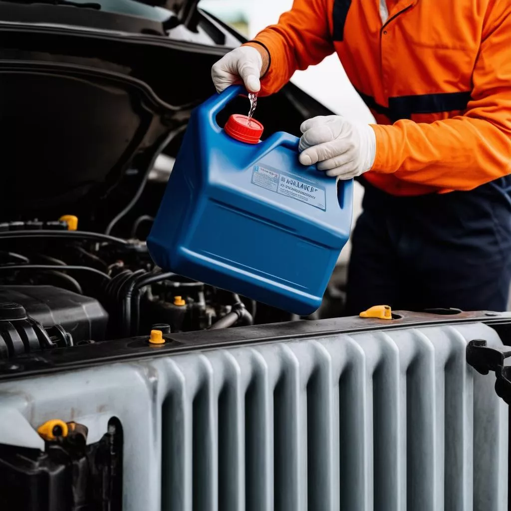 Changing truck engine coolant
