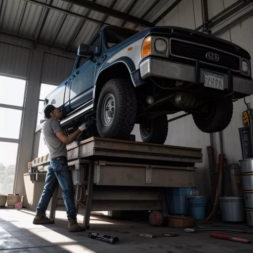 정비소에서 트럭 대시보드 교체