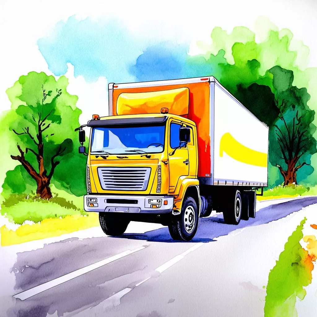 A red truck decorated for good luck