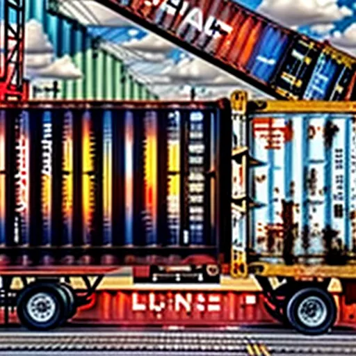 集装箱正在装载到卡车上