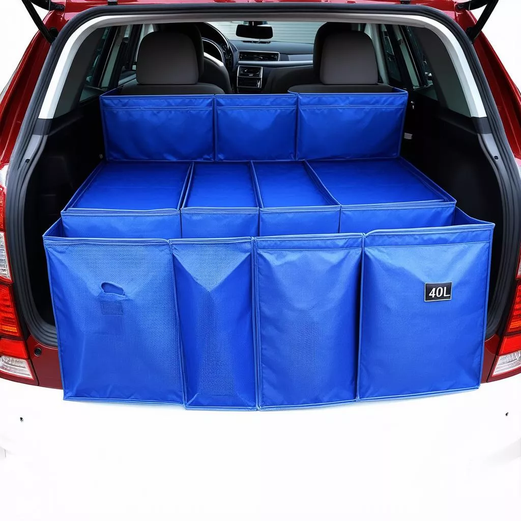 Blue 40L expandable car trunk organizer